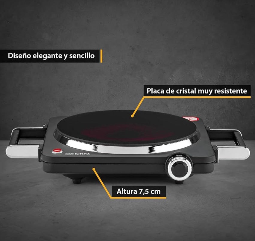 TZS First Austria Infrared Hot Plate — 1500 W, Ø 220 mm with Carry Handles