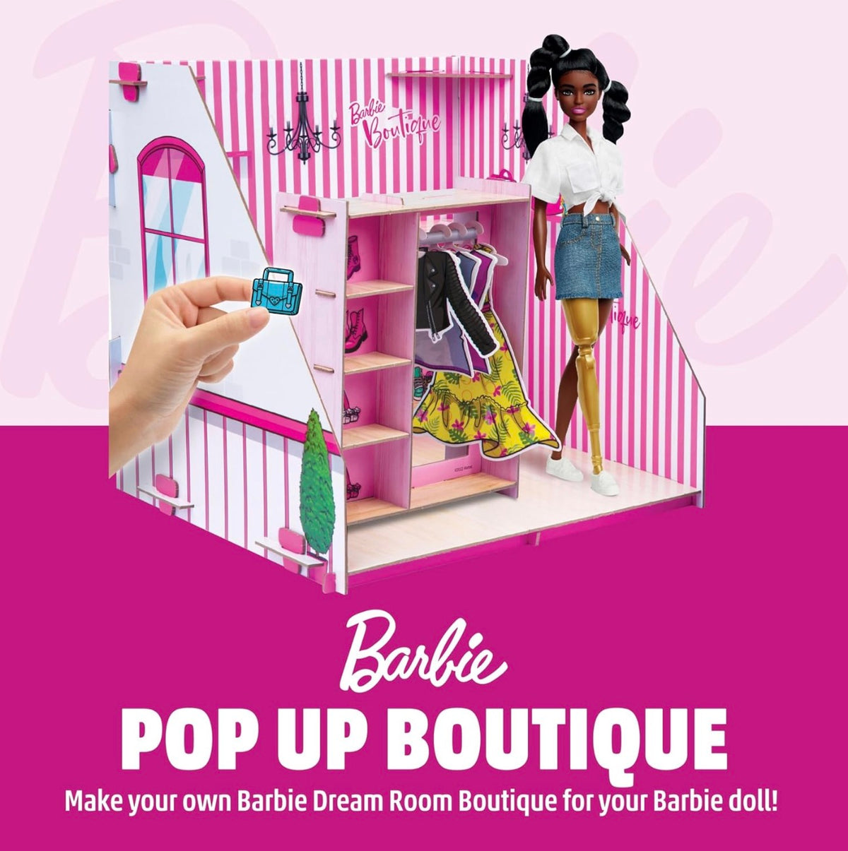 Barbie, Make Your Own/Build Your Own Dream Room Pop up Boutique Playset
Cardboard craft kit, folds flat for easy storage, ages 3+, doll not included, Creative Maker Kitz by Bladez Toyz