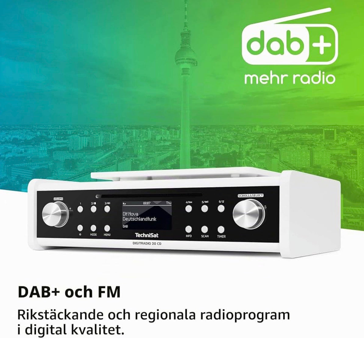 Brand: TechniSat
TechniSat DIGITRADIO 20 CD - Modern and Compact DAB+ Kitchen and Bathroom Radio (Receiving Strong FM Subradio with CD Player and Clock)