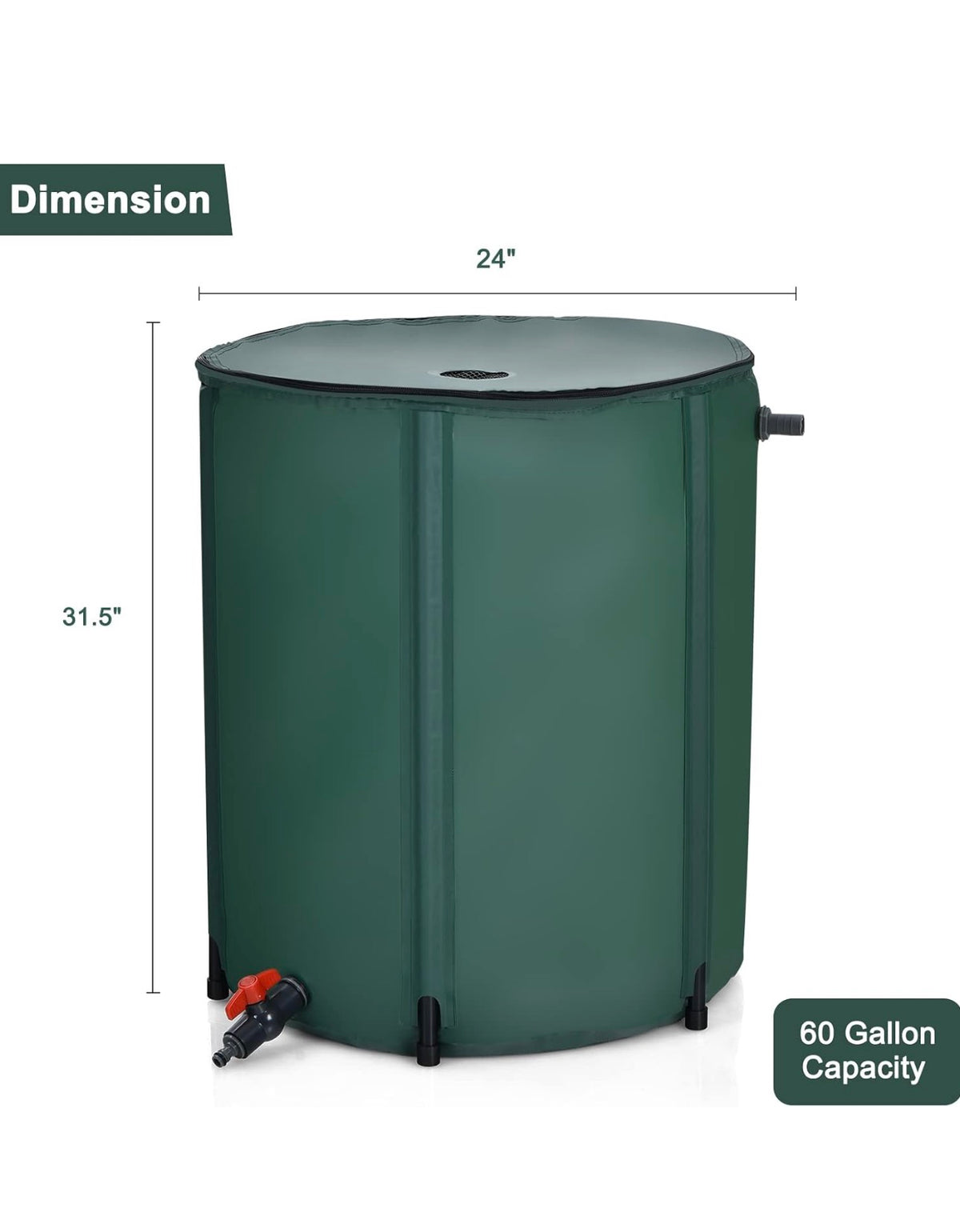 Goplus 60 Gallon Collapsible Rain Barrel, Portable Rain Barrels to Collect Rainwater from Gutter, Rainwater Collection System, Water Storage Tank Catcher Container with Filter Spigot