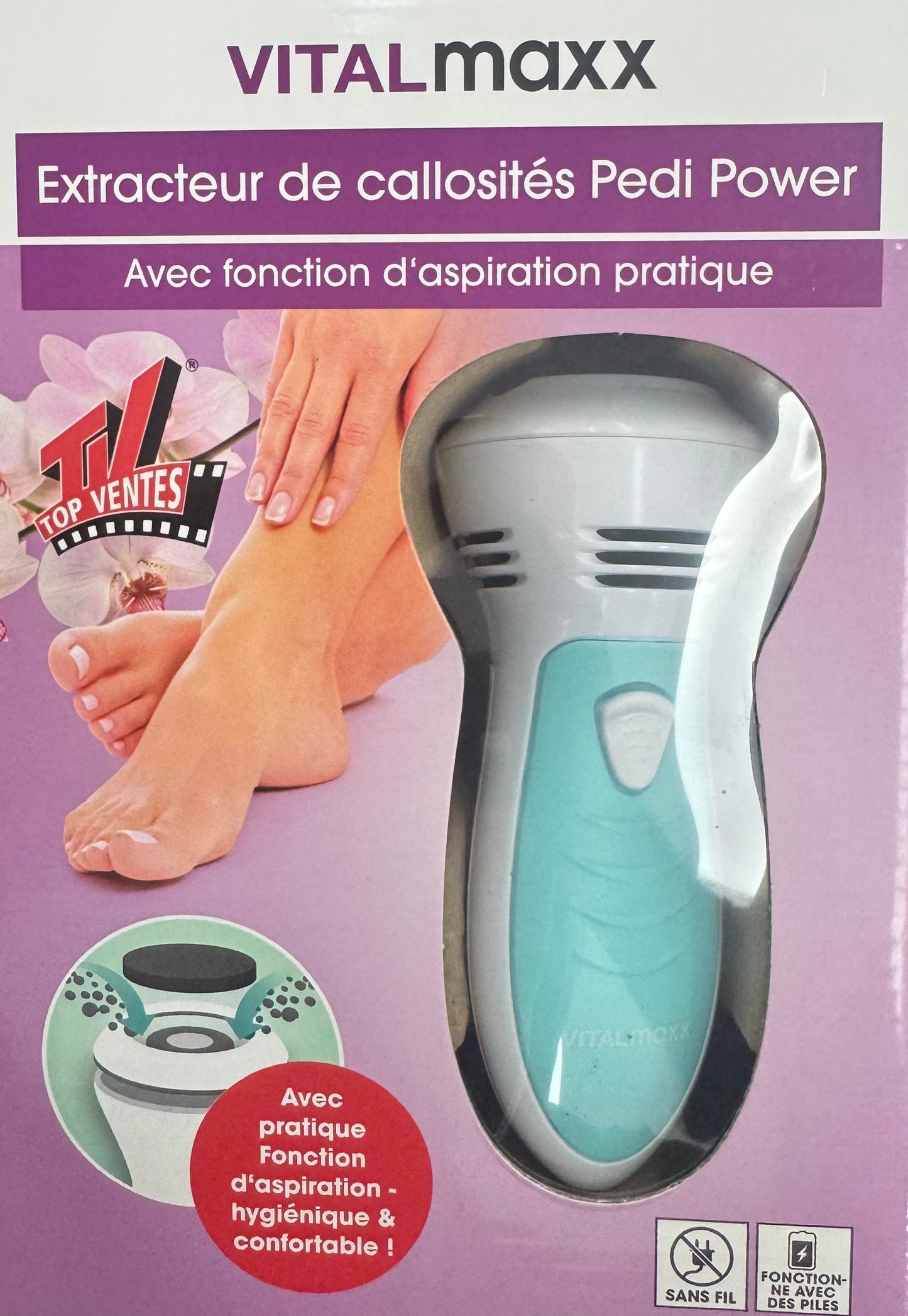 Vitalmaxx extracteur de callosités pedi power avec fonction ďaspiration pratique