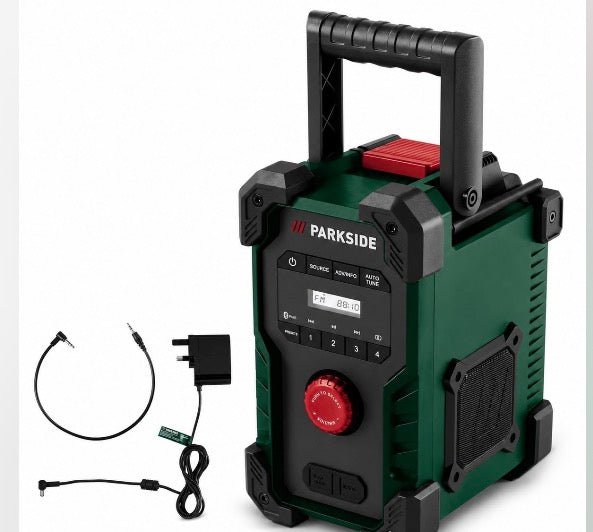 Parkside 20V / 12V LCD Site Radio Station - Bare Unit Bluetooth FM AUX USB