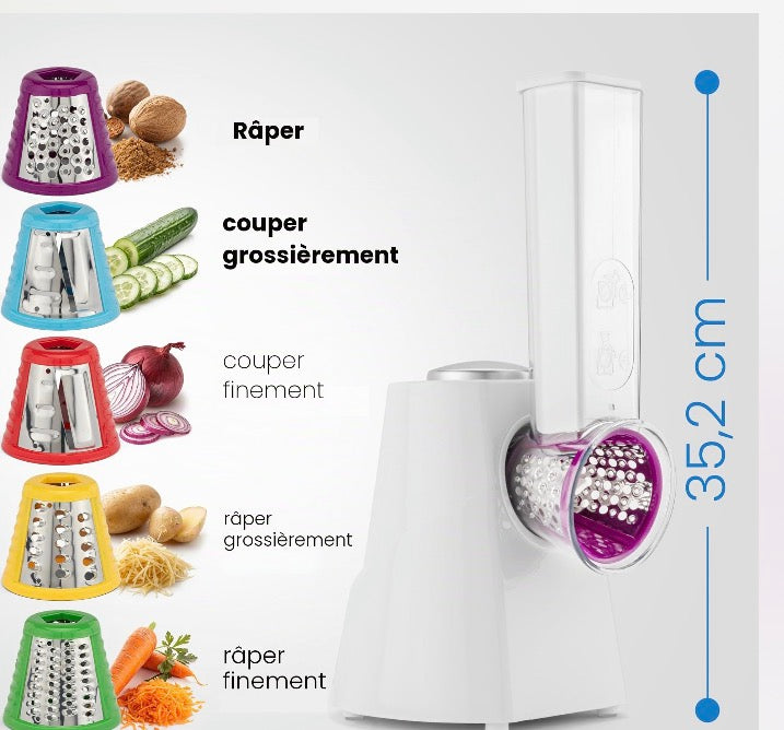 Clatronic Multi-Express 5-in-1 Electric Grater & Slicer — 5 Stainless Steel Drum Inserts