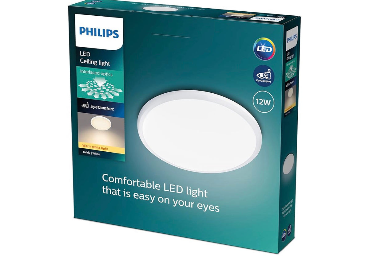 Philips myLiving Twirly LED Ceiling Light, For Home, Indoor, Ceiling and Walls. (1 x 12 W Integrated LED, Warm White) - Grey