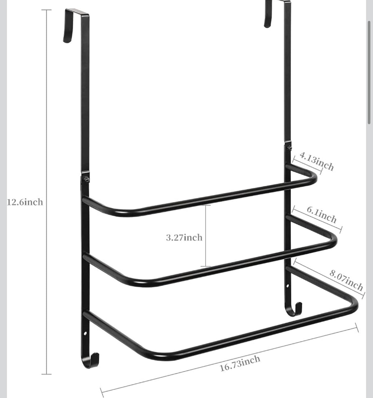 FLE Over The Door Towel Rack, Door Towel Bar, Black