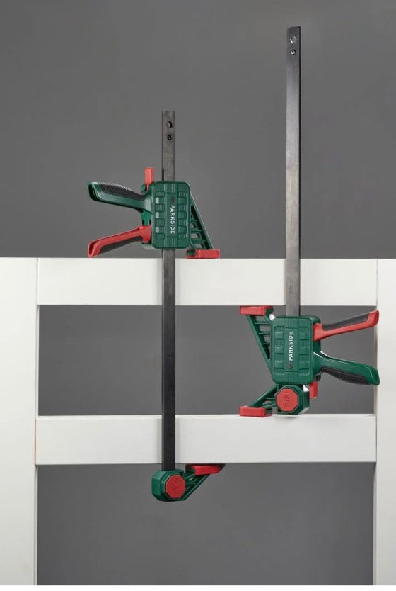 Parkside Glue clamps Single-hand screw clamps – Quick-release clamps, 2-piece set (size L) and 4-piece set (size M/S)