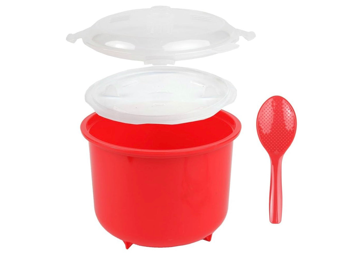 Home-X Microwave Rice Cooker - Rice Steamer Cooker with Steam Release Vents and Easy Locking Clips - 10 Cups BPA-Free, Dishwasher Safe, Easy-To-Use, Low Mess Microwave Rice Cooker Vegetable Steamer