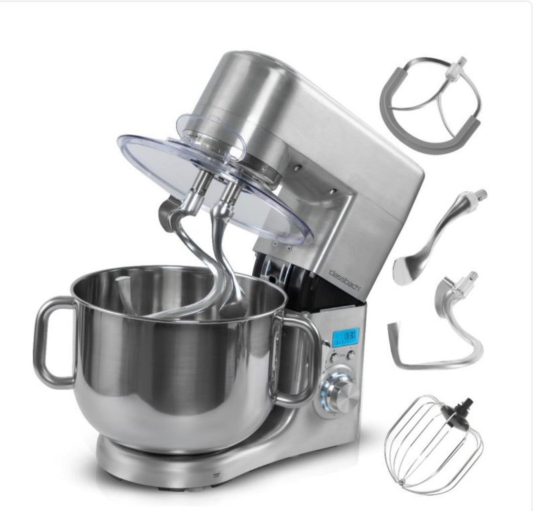 classbach Professional Stand Mixer — 1500 W, XXXL 10 L Stainless Steel Bowl