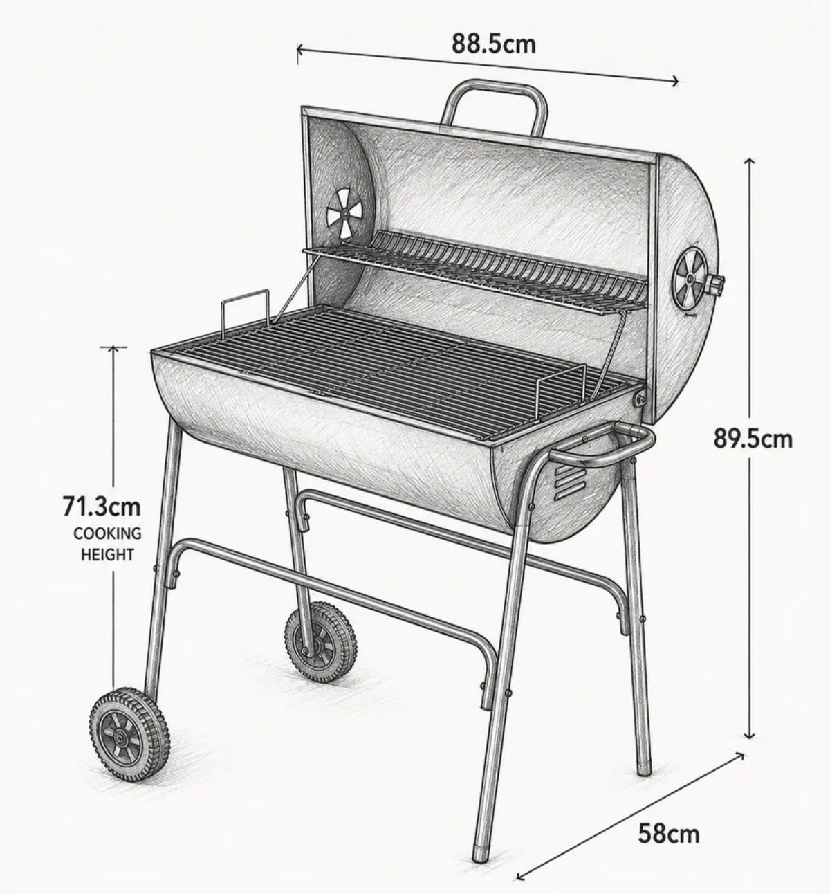 Countryside Let's BBQ Barrel Charcoal Barbecue — with Lid