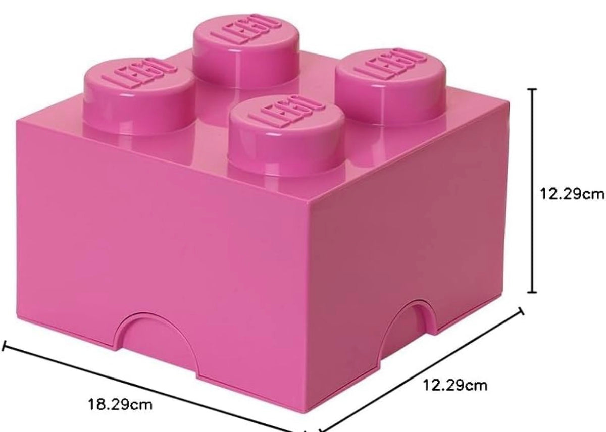 LEGO Brick 4 Knobs Stackable Storage Box, Bright (Pink), 5.7 Litre