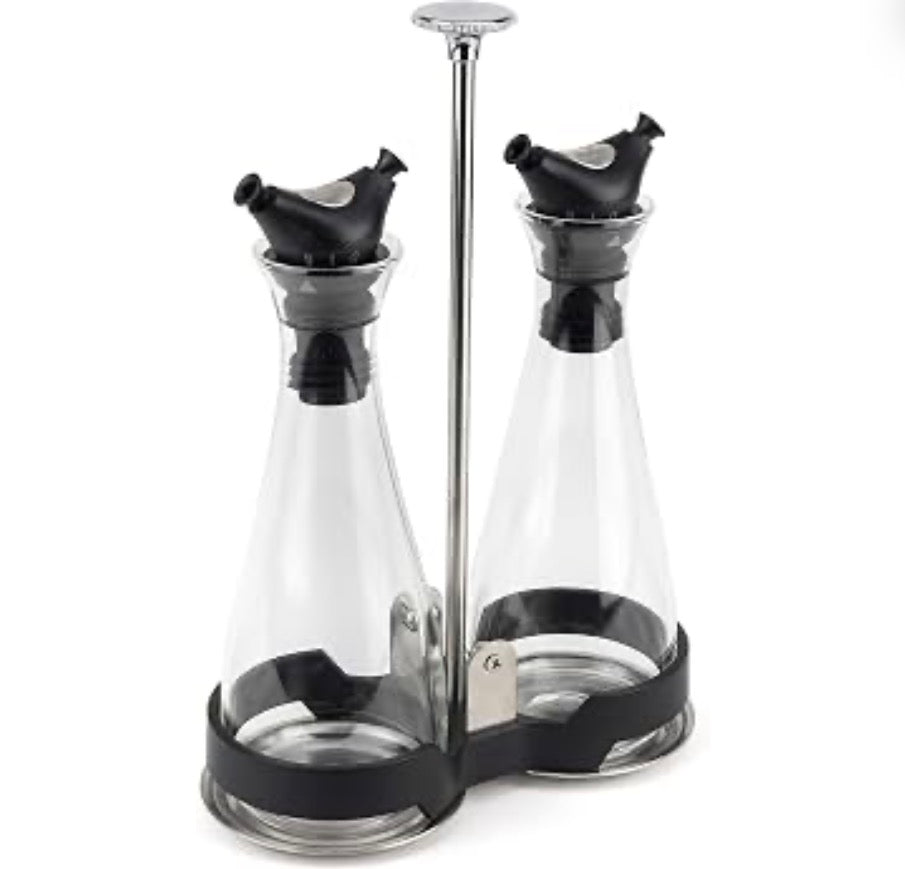Peugeot Balsam Duo Portable Oil Cruet, Glass, Transparent/Stainless Steel, 16.5 x 8.5 x 23.3 cm (37031)