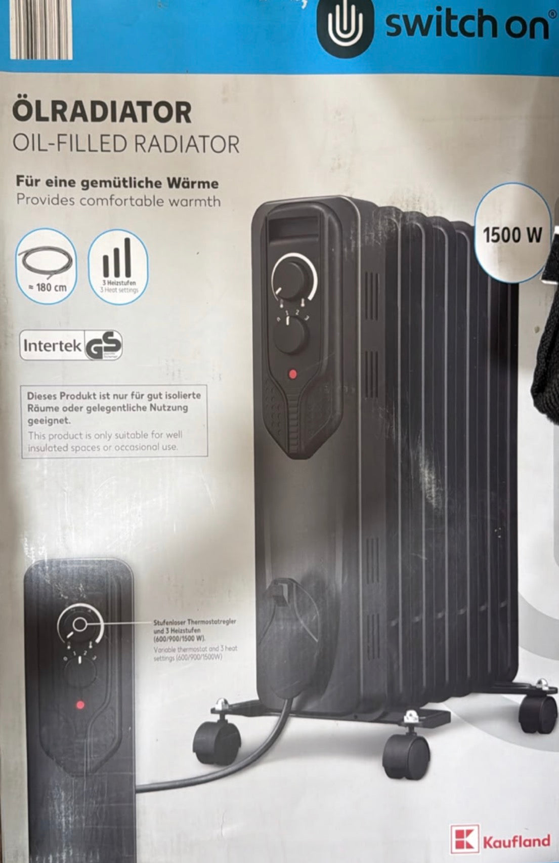Switch on radiator oil-filled 1500w
