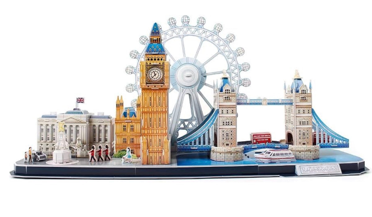 Revell London Skyline 3D Puzzles for Adults and Kids Ages 10 Years and up Arts Crafts Building - Tower Bridge, Big Ben, London Eye, Buckingham Palace - 107 Pieces