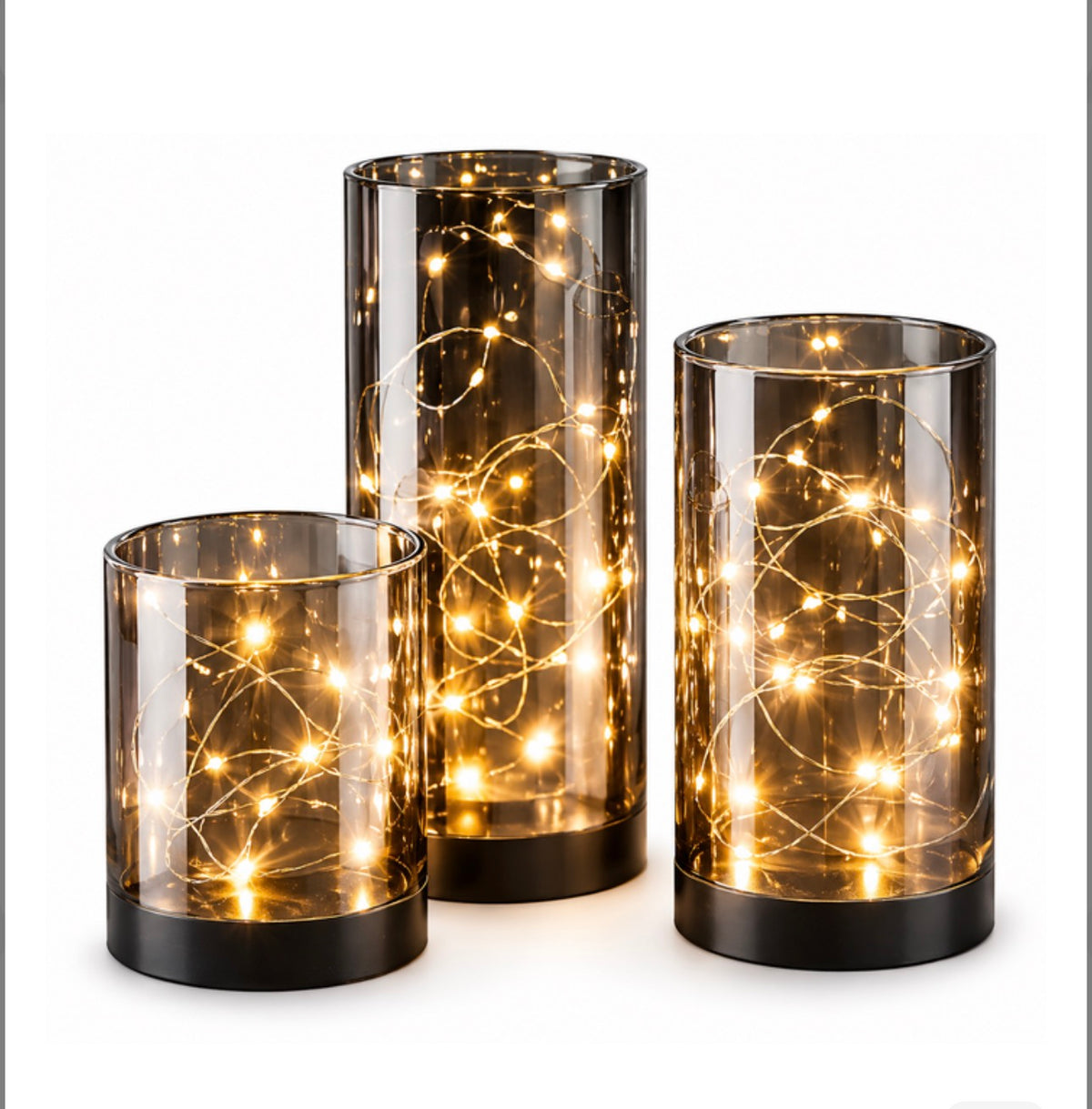 Set of LED candle holders LIVARNO home, 3 pcs., glass, warm white light, 6-hour timer