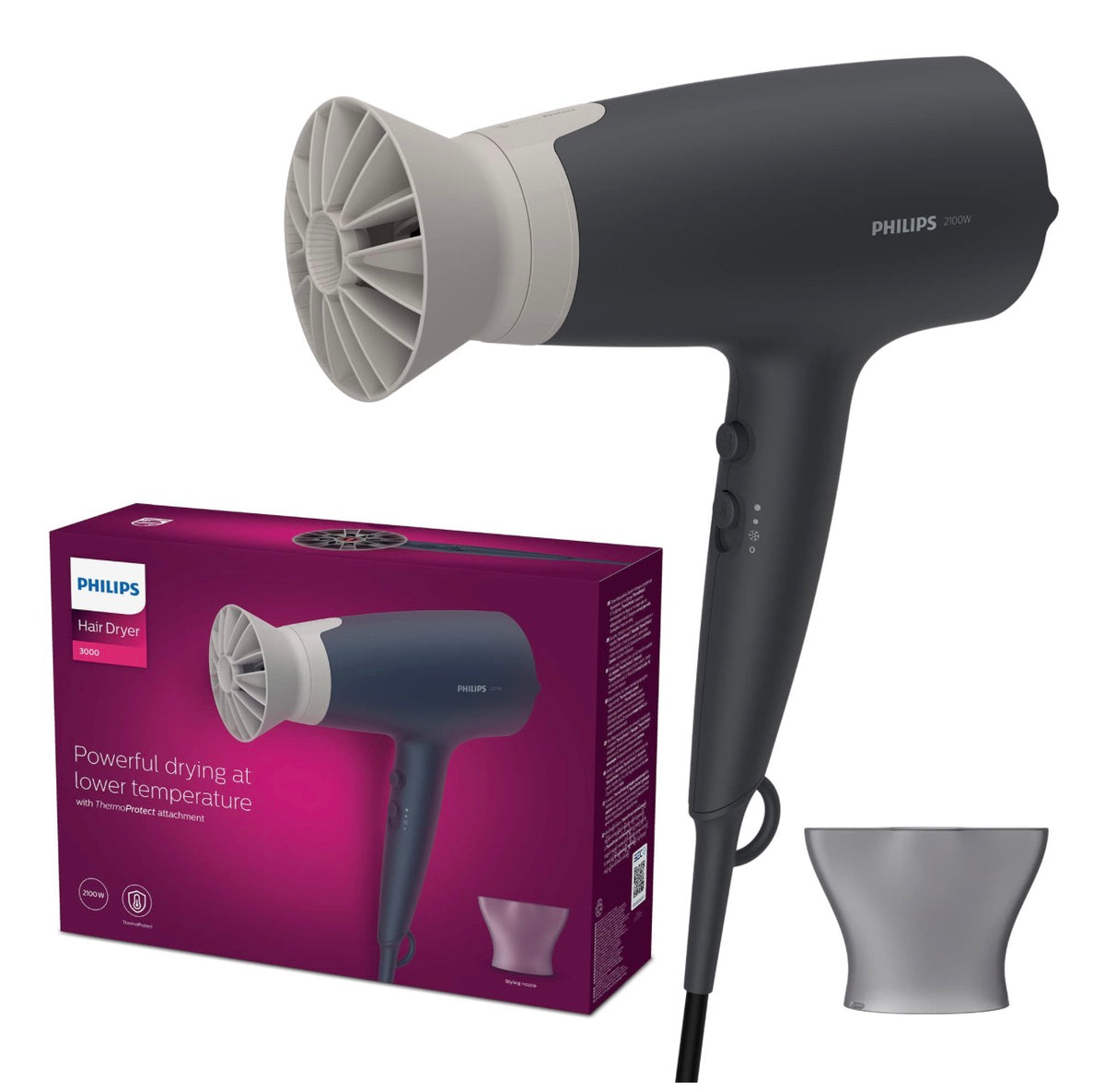 Philips Hair Dryer BHD351 3000 Series 2100W ThermoProtect Ionic Care