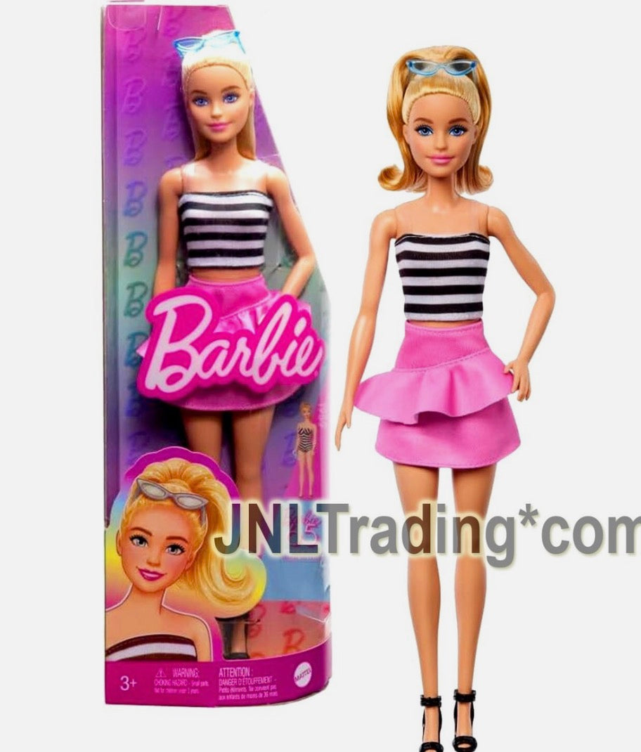 Yr 2023 Barbie Fashionistas Doll #213 Caucasian Model HRH11 Striped Black White