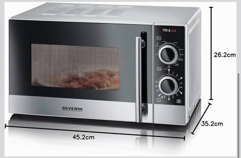 SEVERIN MW 7874 Microwave Grill, 20 L, Microwave with 9 Levels, Up to 900 W, Microwave with Grill, Timer 30 Minutes, Removable Rotating Plate Diameter 24.5 cm, Stainless Steel/Black/new/