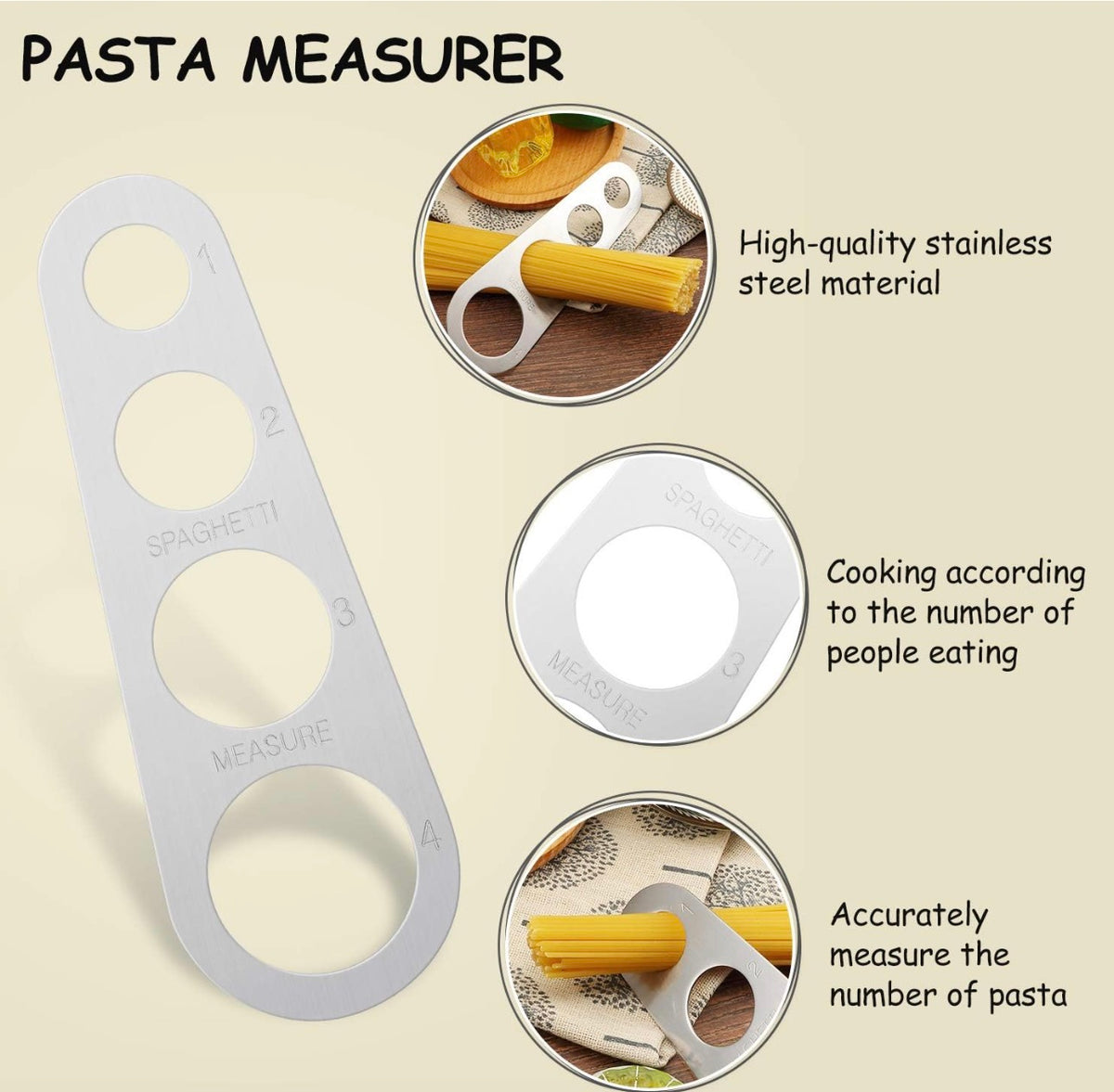 MasterPro Pasta Set Stainless Steel Spoon Tongs Measuring Cup S183