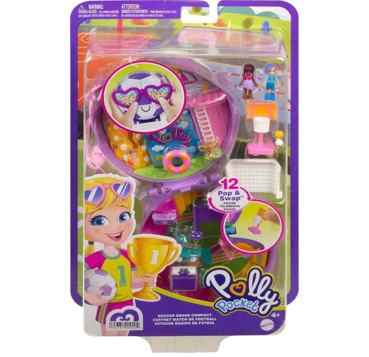 Visit the Polly Pocket Store
Polly Pocket Compact Playset, Soccer Squad with 2 Micro Dolls & Accessories, Travel Toys with Surprise Reveals