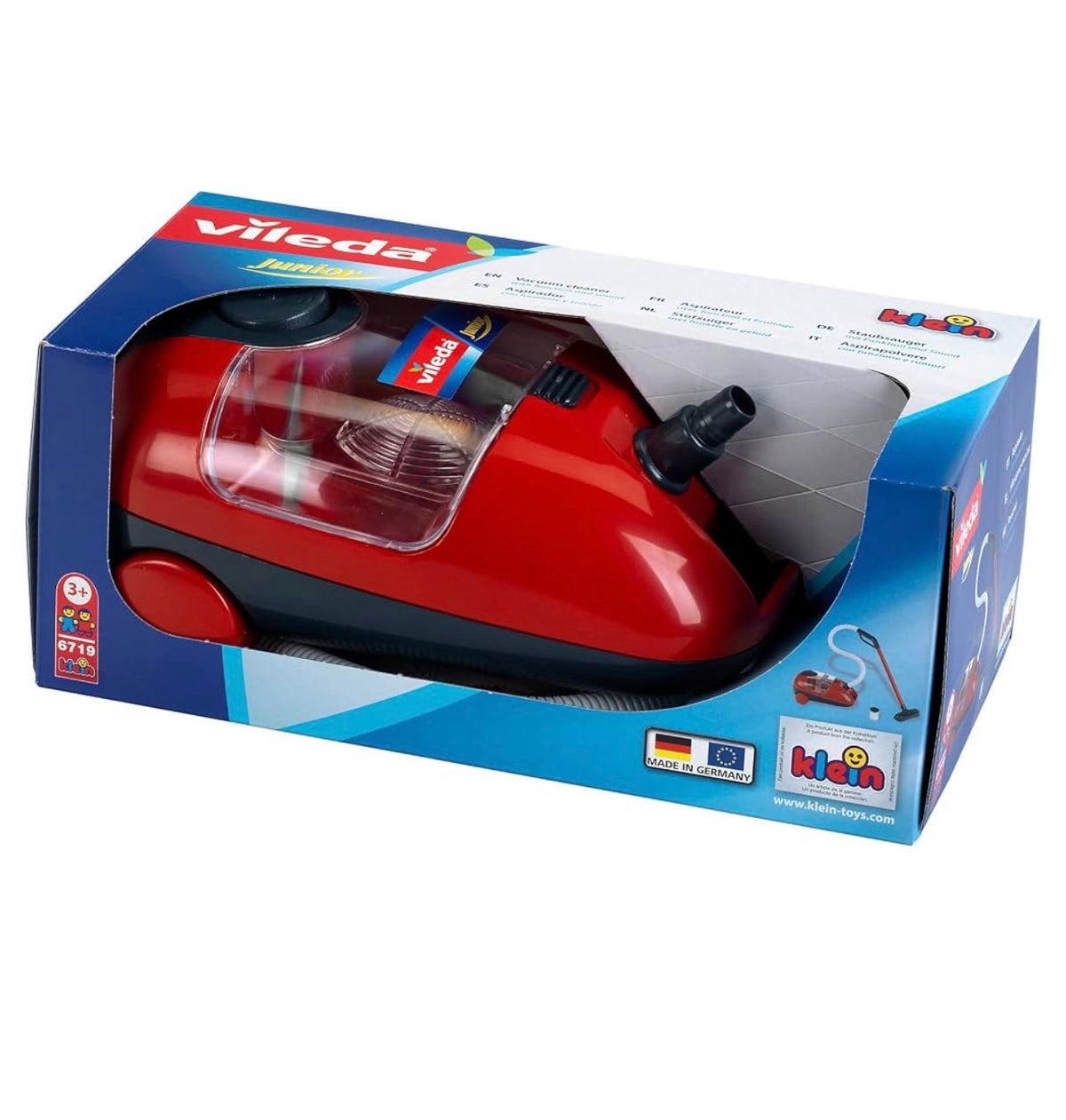 Theo Klein Vileda 6719 Vacuum Cleaner, Children's Battery Vacuum Cleaner with Sound and Suction Function, Toy for Children from 3 Years