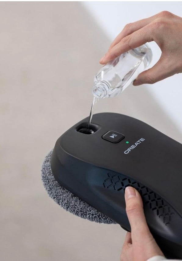 CREATE WIPEBOT PRO/Automatic Window Cleaning Robot with Wi-Fi/Double Water Drain, 2 Spray Levels, Corner and Edge Detection, 5 m Safety Cable, 60 ml Tank