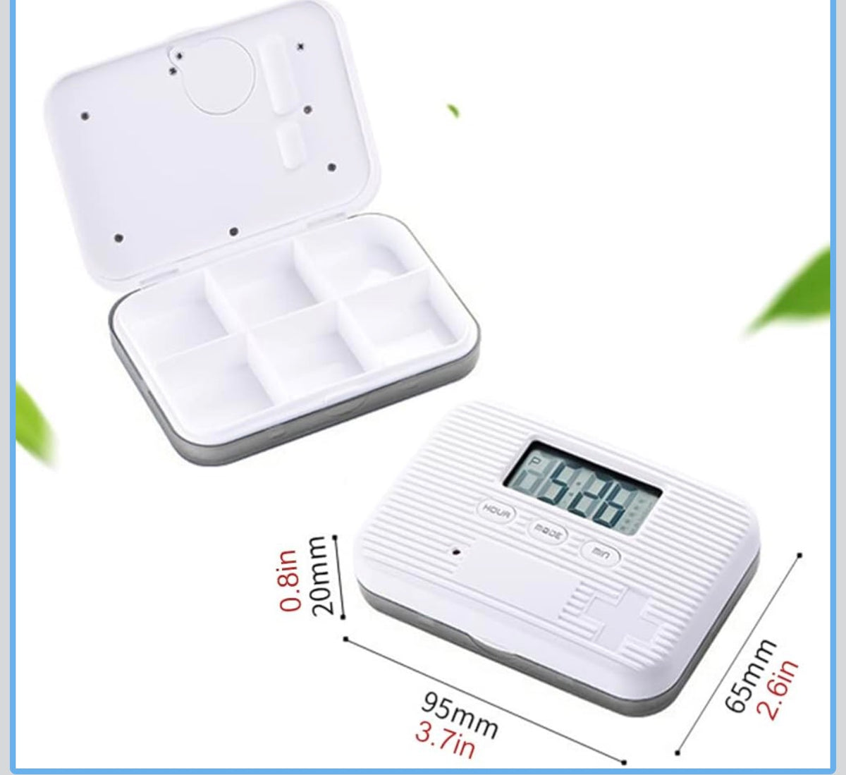 Automatic Pill Dispenser, Electronic Pill Boxes, Easy-Read LCD Display, 6 Compartments Digital Pill Reminder, Outdoor Portable Mini Pill Box with Alarm