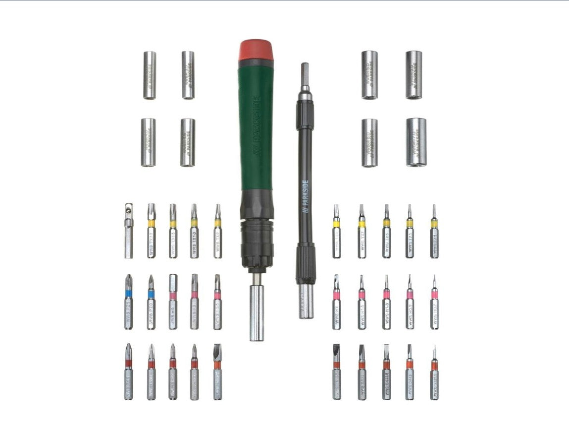 PARKSIDE Bit and Socket Set — 40-Piece Bit and Socket Set with Telescopic-Extension Handle