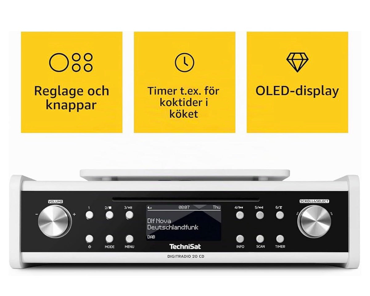 Brand: TechniSat
TechniSat DIGITRADIO 20 CD - Modern and Compact DAB+ Kitchen and Bathroom Radio (Receiving Strong FM Subradio with CD Player and Clock)