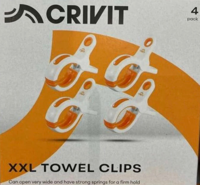 Crivit Set of 4 XXL Towel Clips for Attaching Towels to Sunbeds