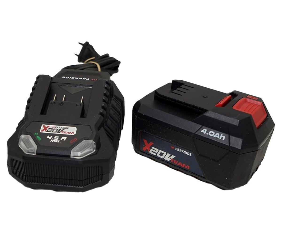 PARKSIDE®
Outil de jardin multifonction sans fil AKG 40-Li A1, 40 Very Parkside X 20V Team set with a Parkside PLG 20 Fast Charger (4.5 A) and a Parkside PAP 20V / 4 Ah Lithium-Ion Battery.