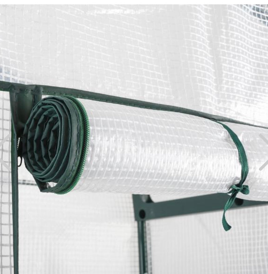 Parkside Plastic film greenhouse 49x69x160 cm with 4 levels, stable propagation house with 120gsm PE mesh film, roll-up door, steel frame & plug-in system for balcony and garden
