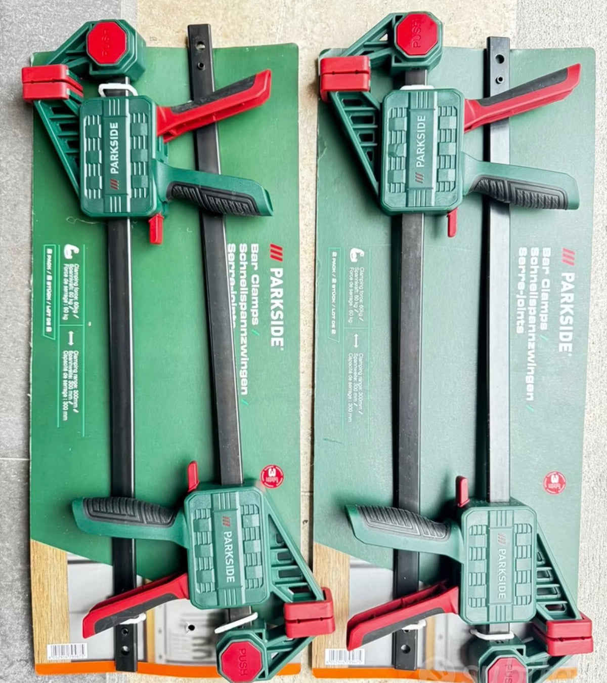 Parkside Glue clamps Single-hand screw clamps – Quick-release clamps, 2-piece set (size L) and 4-piece set (size M/S)