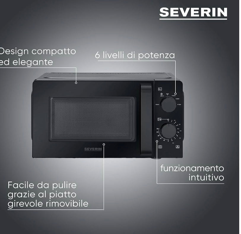 SEVERIN Compact Microwave Oven, 19 Litres, 700W - MW 9180
6 power levels, with grill function. Space-saving solution (44.5 x 36 x 24 cm). Defrost and timer, freestanding/new