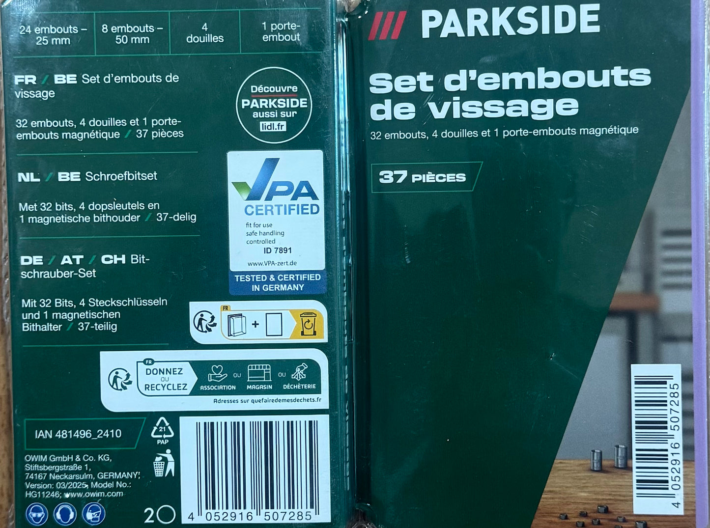 Parkside set ďembouts 37pièces