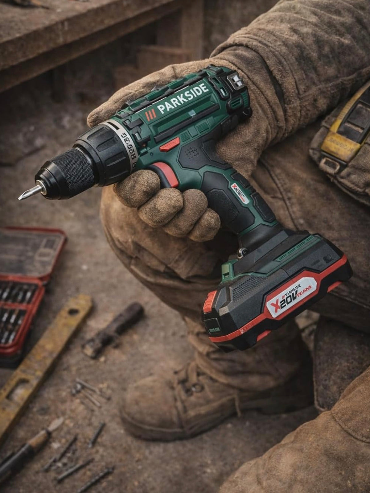 Parkside PABS 20-Li G8 2-in-1 20V Cordless Drill Driver with Battery, Charger, Accessory Kit, Cordless Screwdriver