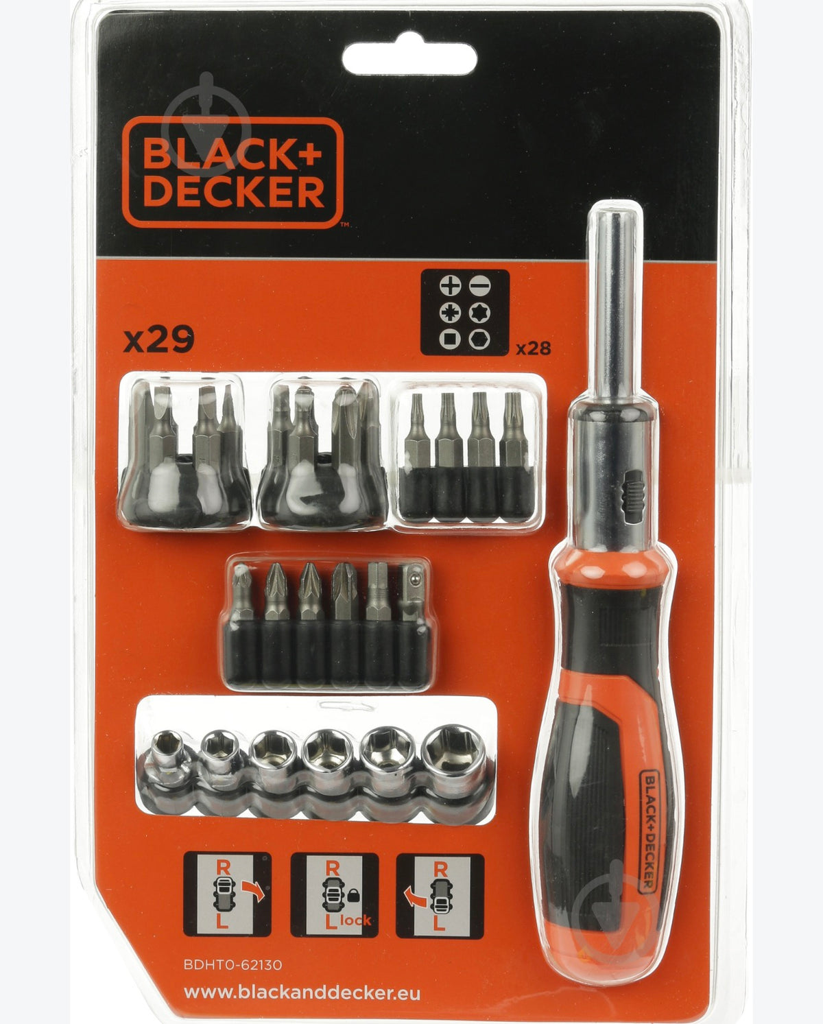 Brand: BLACK+DECKER
Black + Decker 29 pieces. Screwdriver with ratchet BDHT0-62130