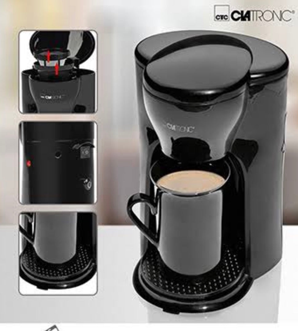 Clatronic One-Cup Coffee Machine — Ceramic Mug & Permanent Filter Included
