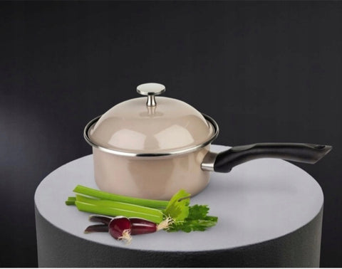 ENAMELLED MILK POT 1.3L SAUCEF WITH LID INDUCTION GAS CERAMIC
