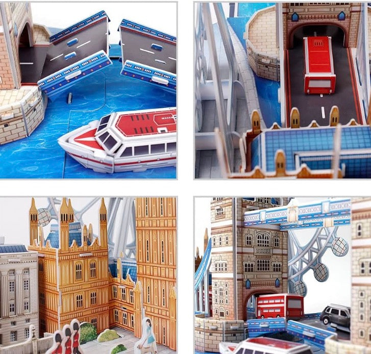 Revell London Skyline 3D Puzzles for Adults and Kids Ages 10 Years and up Arts Crafts Building - Tower Bridge, Big Ben, London Eye, Buckingham Palace - 107 Pieces