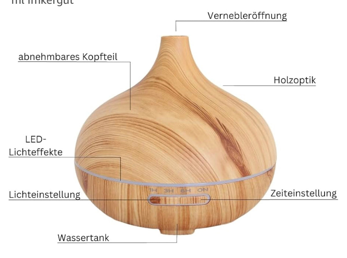 Silvercrest Ultrasonic Aromatherapy Diffuser 300ml Wood Effect