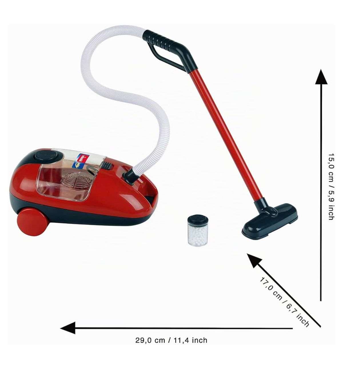 Theo Klein Vileda 6719 Vacuum Cleaner, Children's Battery Vacuum Cleaner with Sound and Suction Function, Toy for Children from 3 Years