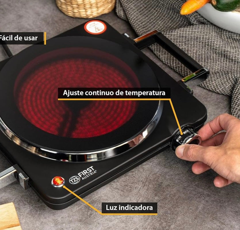 TZS First Austria Infrared Hot Plate — 1500 W, Ø 220 mm with Carry Handles