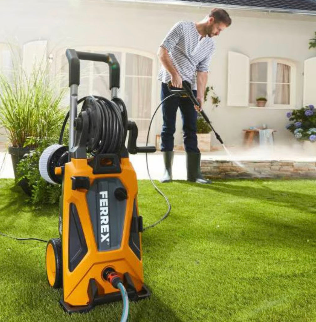 FERREX Q1W-SP01-2400 metal (aluminum) piston 2400W max. 170 bar high-pressure washer, stereo self-priming function