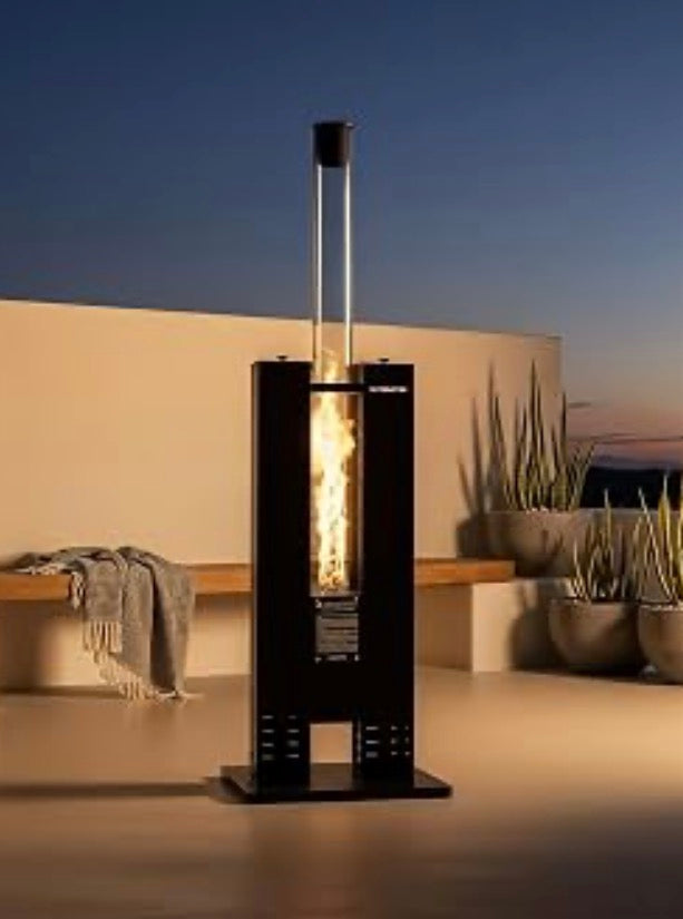 CREATE/FIRE TUBE HEATER/Outdoor smokeless pellet stove black / 8.2kW, smoke free, resistant materials capacity 3.6 kg pellets, coverage up to 9 m²