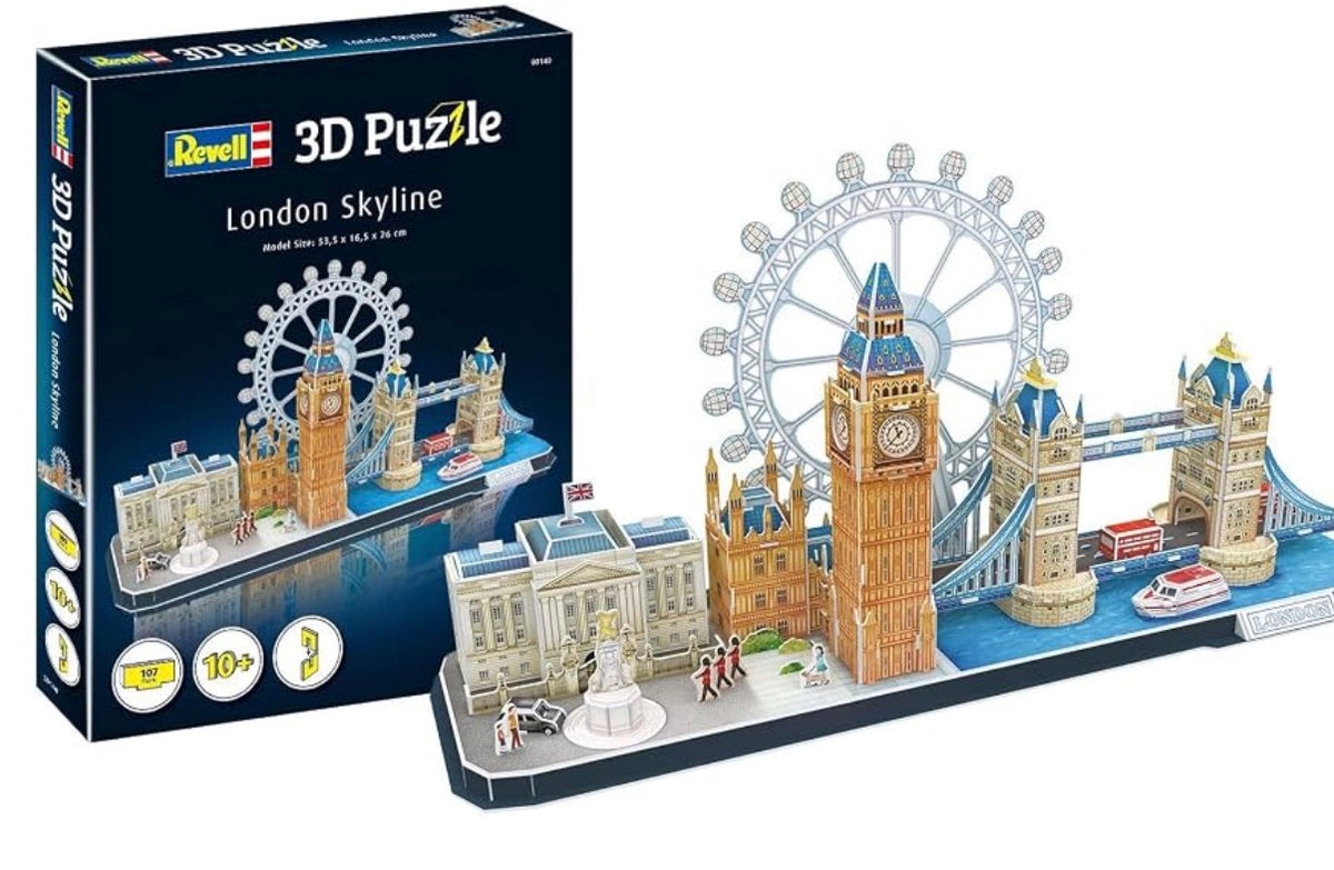 Revell London Skyline 3D Puzzles for Adults and Kids Ages 10 Years and up Arts Crafts Building - Tower Bridge, Big Ben, London Eye, Buckingham Palace - 107 Pieces