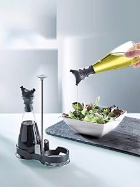 Peugeot Balsam Duo Portable Oil Cruet, Glass, Transparent/Stainless Steel, 16.5 x 8.5 x 23.3 cm (37031)