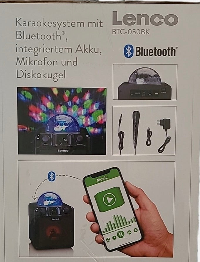 Karaoke system speaker LENCO Disc Bluetooth microphone battery disco ball 8 watt