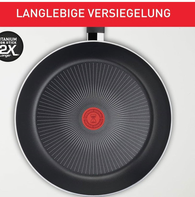 Tefal Recycled On C2979032 Frying Pan Set 24/28 cm, 100% Recycled Aluminium, Non-Stick Coating, Induction, Dishwasher Safe, Black