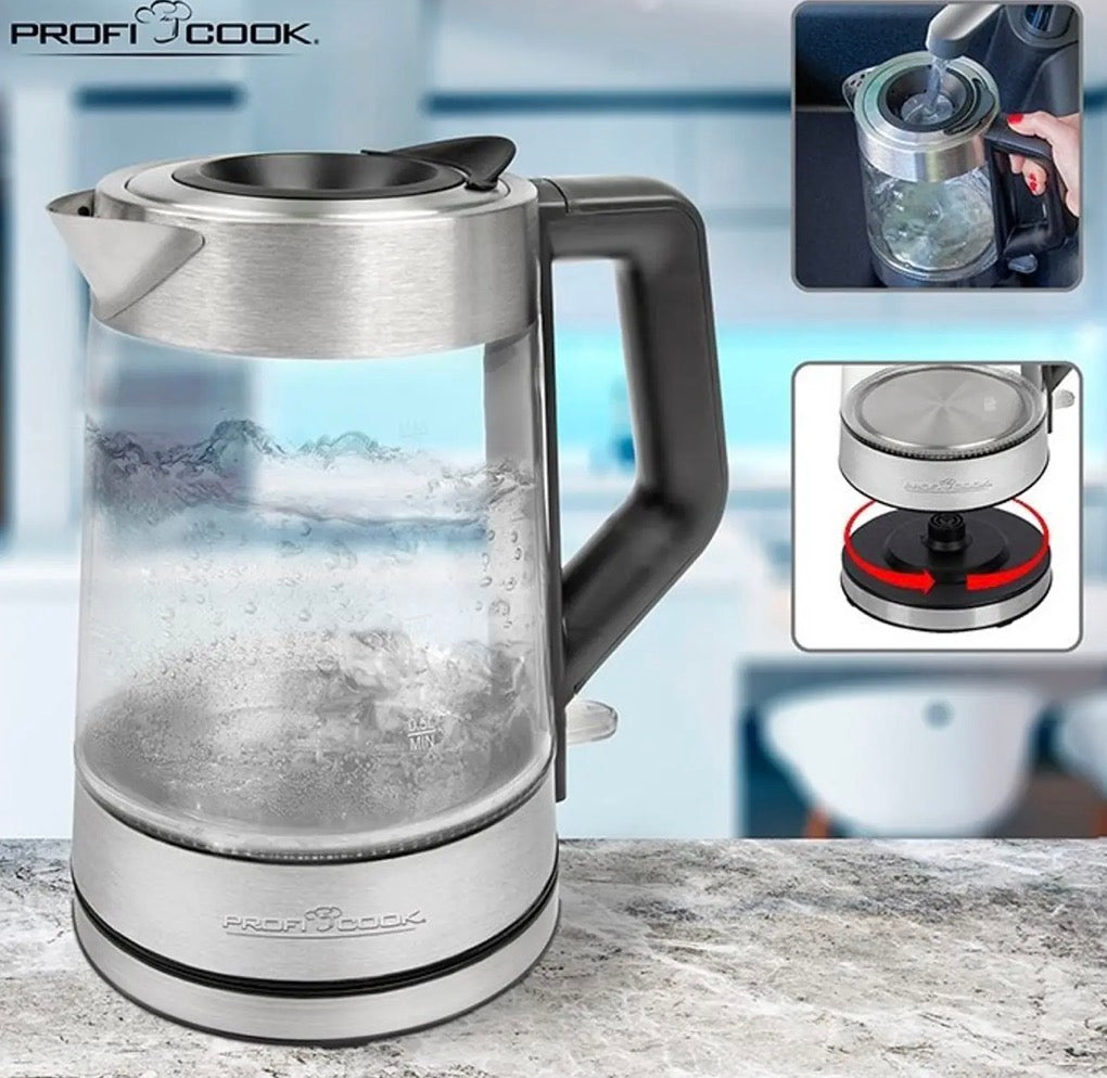 Special offer Electric Kettle Glass/Stainless Steel 1.7L 2200W Proficook PC-WKS 1190 G(new)