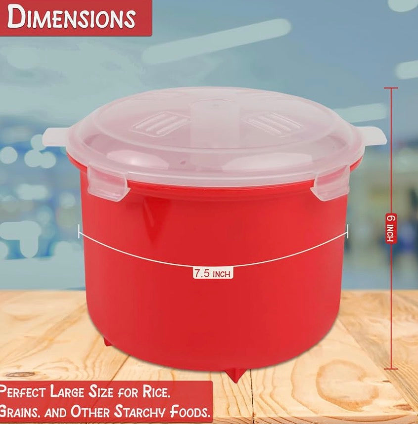 Home-X Microwave Rice Cooker - Rice Steamer Cooker with Steam Release Vents and Easy Locking Clips - 10 Cups BPA-Free, Dishwasher Safe, Easy-To-Use, Low Mess Microwave Rice Cooker Vegetable Steamer